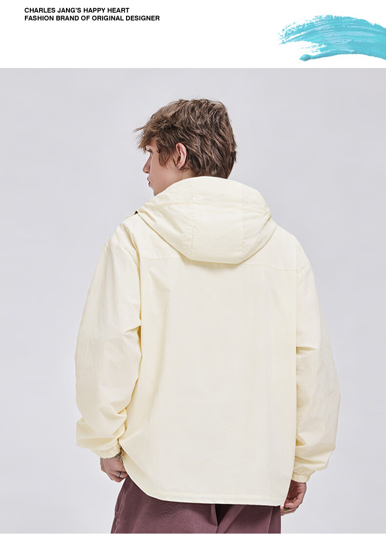 Charles Heart Summer Ice Feeling Sunscreen Jacket Unisex Lightweight Breathable UV Protection Couple Sun Protection Clothing Ivory White L 6