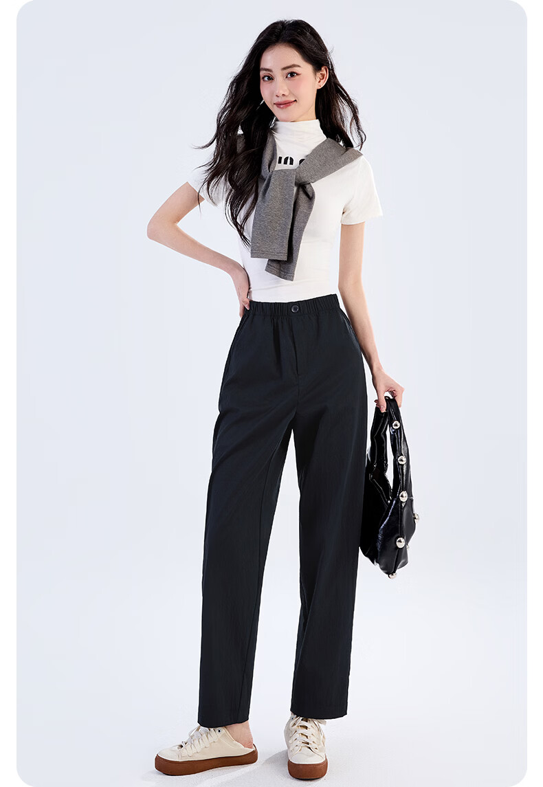 LangSha Straight-Leg Harem Pants for Women, Summer 2026 Thin High-Waist Slimming Nine-Point Straight-Leg Carrot Cigarette Trousers 17
