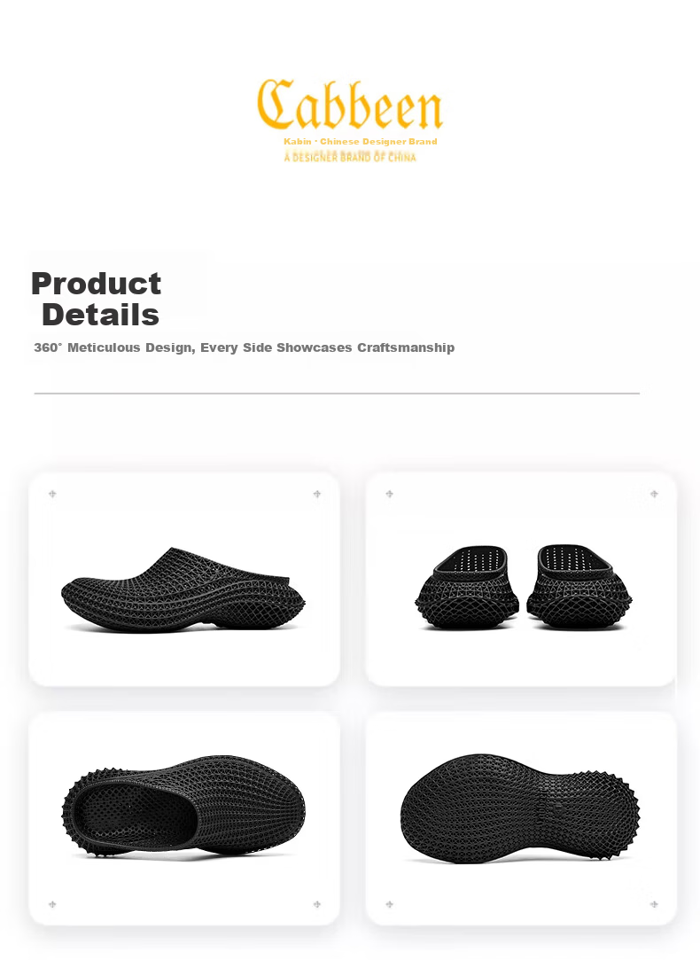 CABBEEN Men's Summer Slippers Hollow 3D Printed Thick Soft Elastic Home and Outdoor Dual-Purpose Gray White Sandals 20