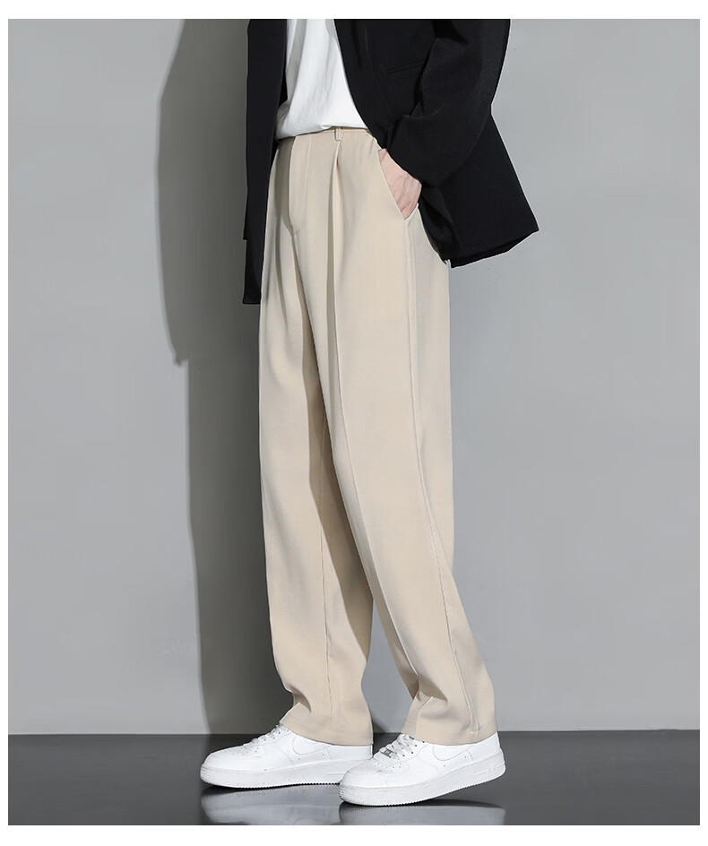 MULINSEN Men's Casual Straight-Leg Dress Pants Solid Color Simple Versatile Black 4XL 13