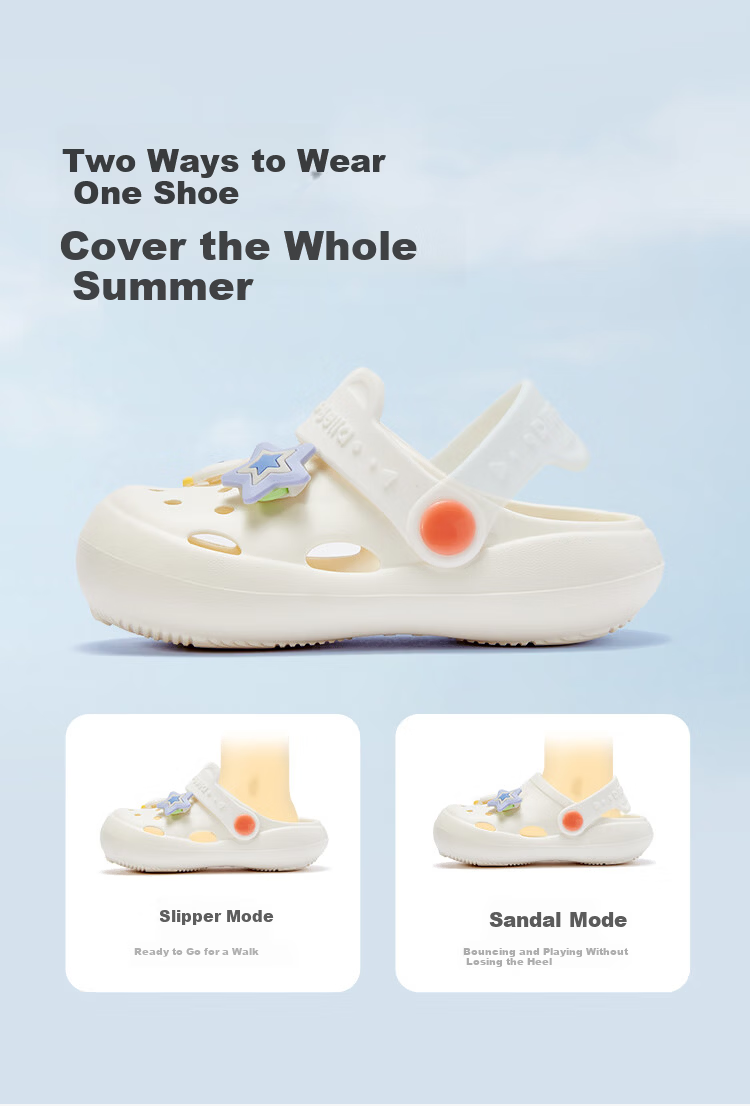 DAVE & BELLA Kids Non-Slip Summer Slippers Girls Boys Indoor Breathable Clogs 5
