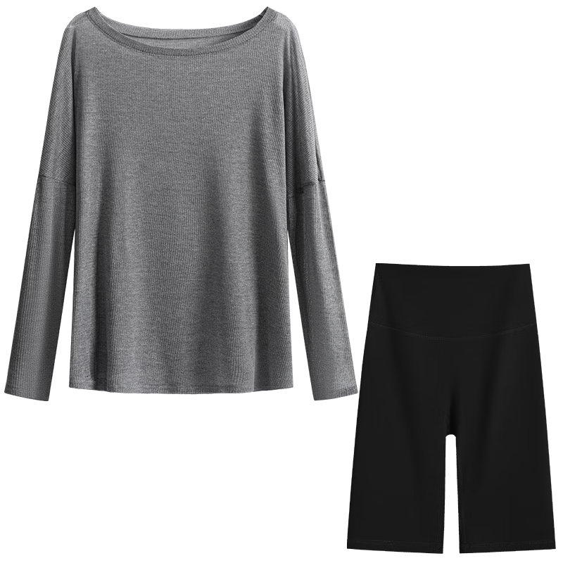 DRUR Plus Size Loose Running Fitness Yoga Wear Women Mid-Length High Waist Tummy Control Leggings Plus Size Weight Loss Sports Set