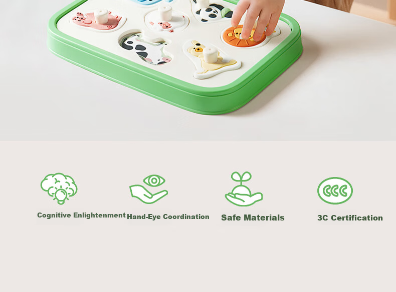 BG-BABYGO Montessori Early Education Animal Matching Puzzle Baby Building Blocks Food-Grade Silicone Chewable Educational Toy 2