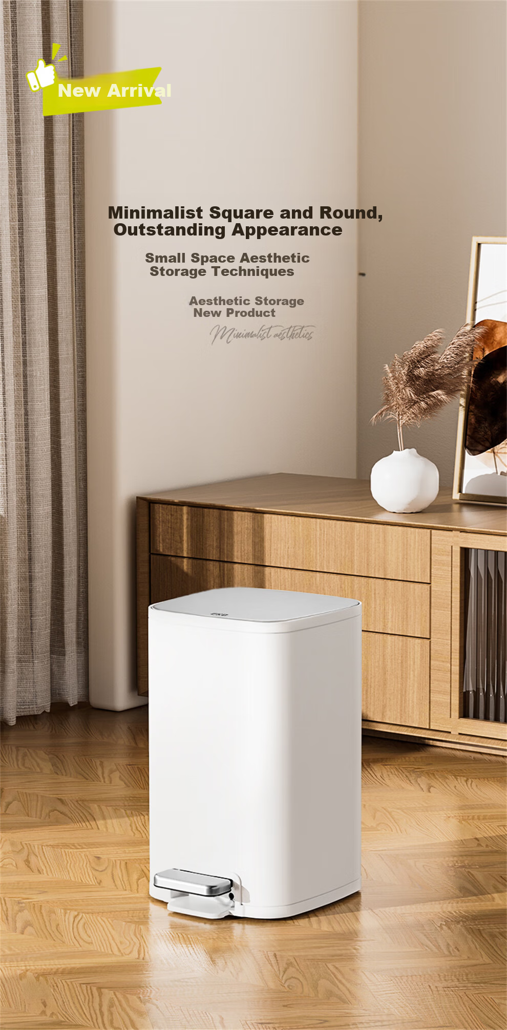 EKO 10L Stainless Steel Pedal Trash Can with Lid Large Household Bathroom Kitchen Model 9584 Recommended by Zhang Ruoyun 1