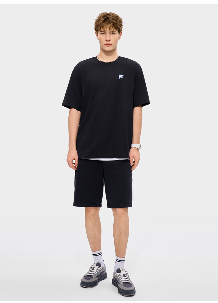FILA FUSION Trendy Couple's Knitted Short Sleeve Shirt 2026 Summer Loose Fit Cool Cotton T-Shirt 55