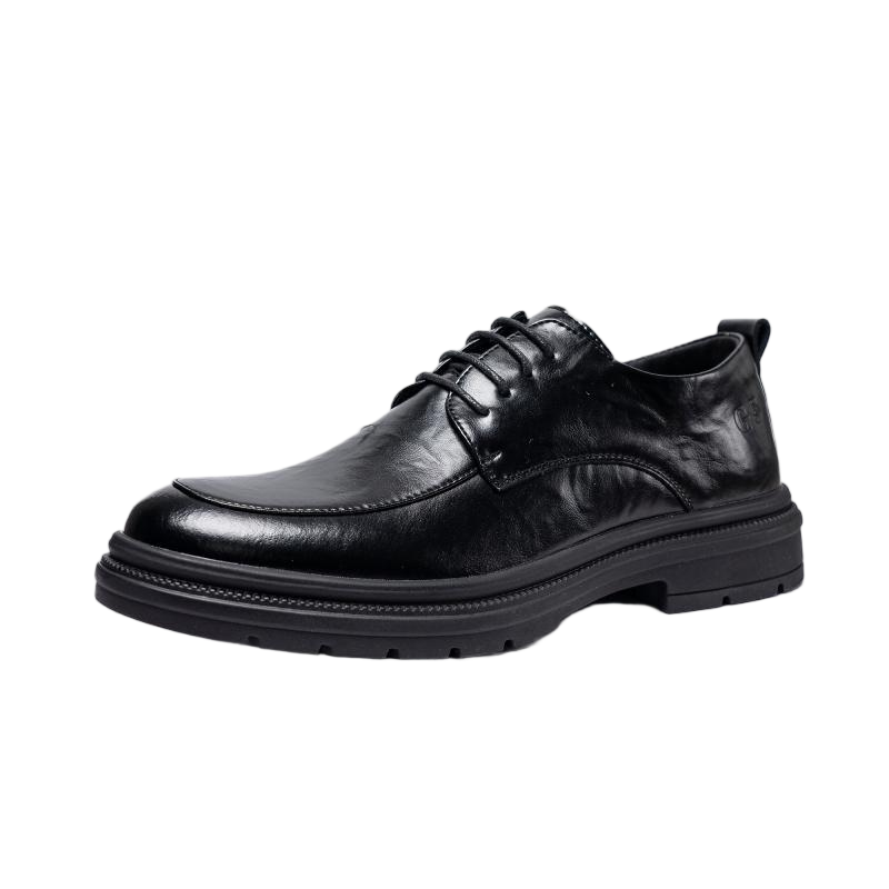 Jingzhenlianggong Men's Genuine Leather Dress Shoes 2026 Spring Business Lace-up Derby Black Size 40