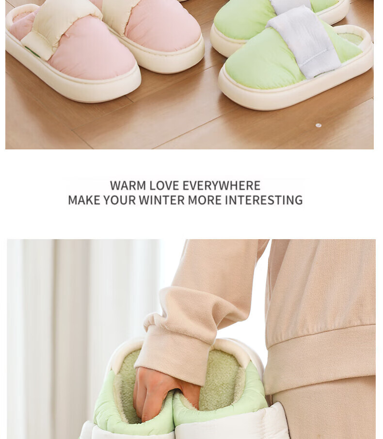 LangSha Winter Cotton Slippers for Women, Cute And Warm Home Slippers, Outdoor Waterproof Non-Slip Thick-Soled Maternity Shoes, Furry Cotton Shoes for Me 14