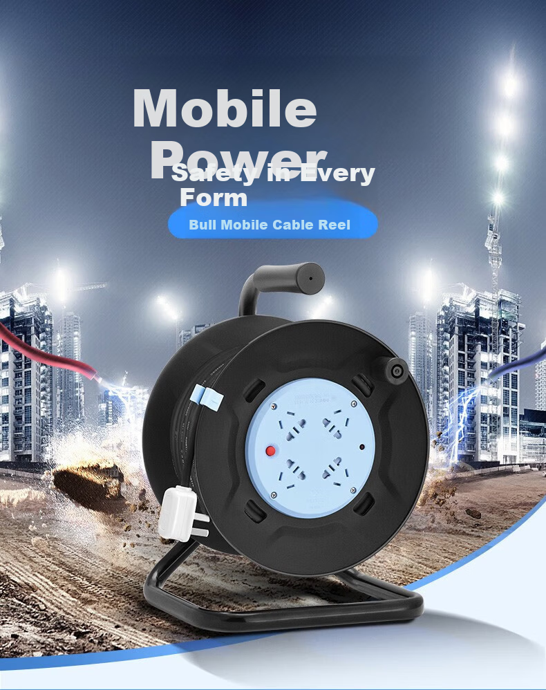 BULL GN-804D Four-Socket Five-Hole Retractable Extension Cord Reel with Overheat Protection 10A+16A High-Power Power Strip Mobile Cable Winder Empty Reel Without Cable 4