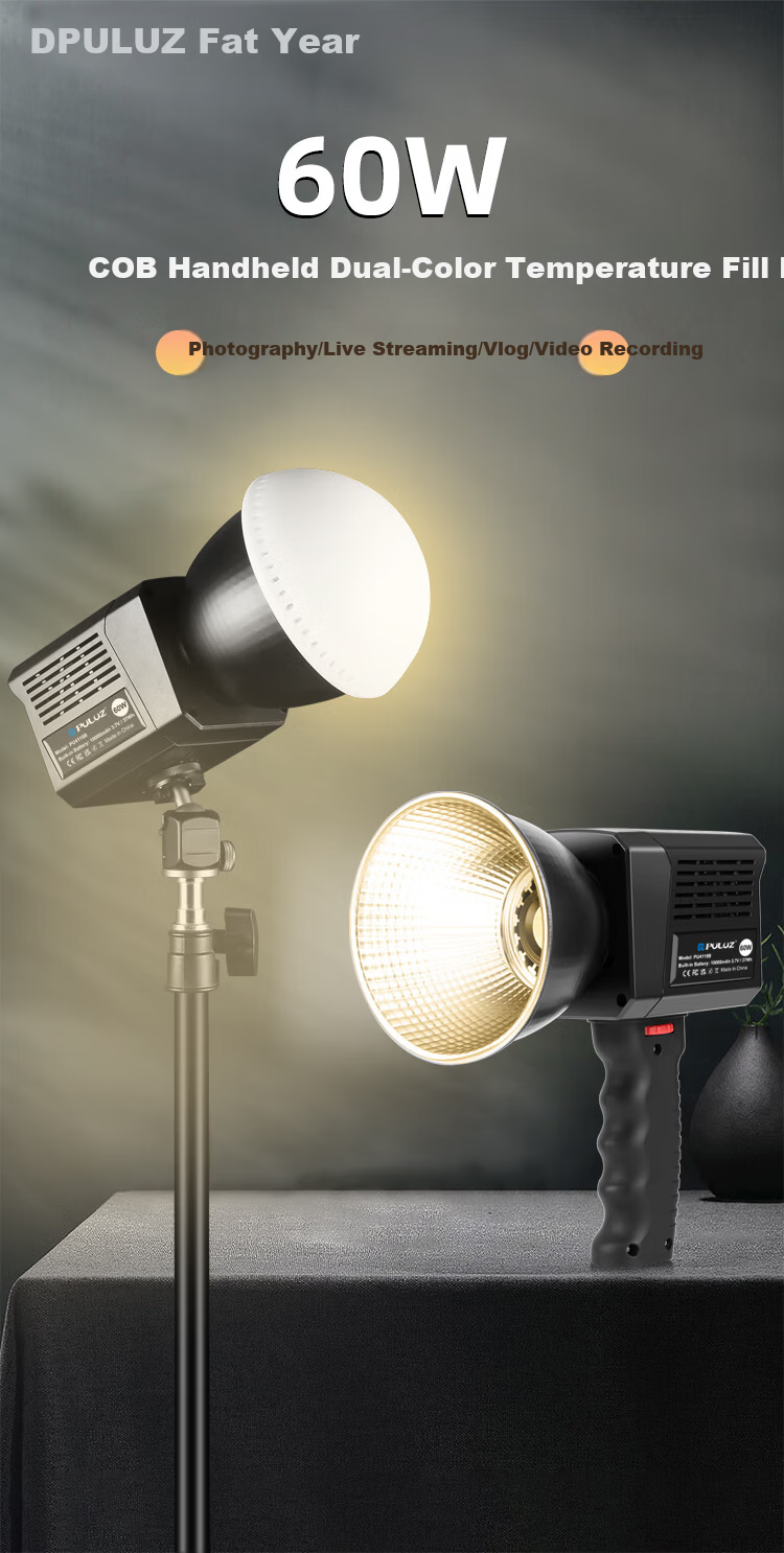 Pangniu 60W COB Handheld Photography Live Streaming Light Vlog Video Recording Bi-color Fill Light PU4119B Live Streaming Photography Light 1