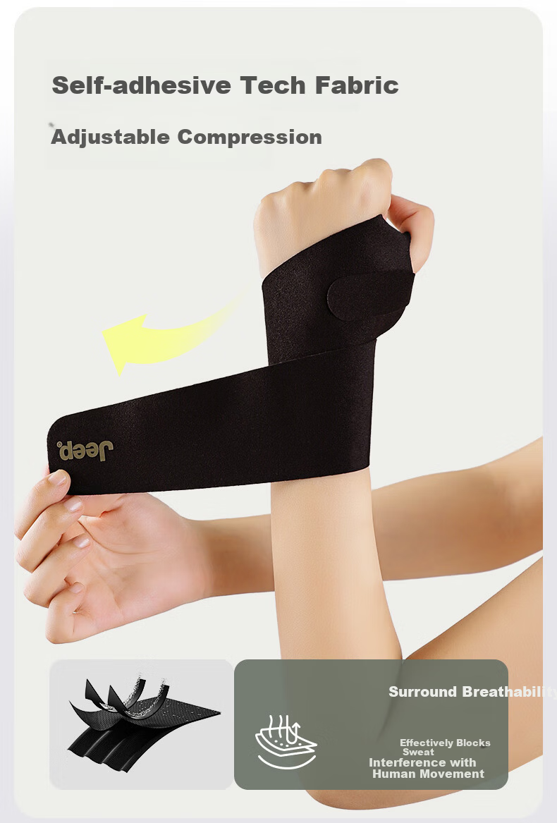 JEEP Fitness Wrist Support Anti-Sprain Compression Carpal Tunnel Professional Sports Wrist Brace One-Piece Green One Size 5