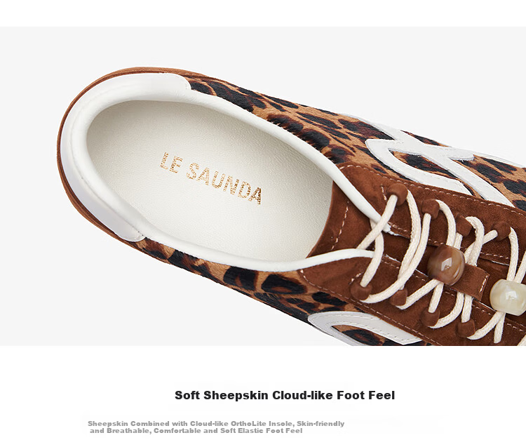 Le Saunda 2026 Spring New Leopard Print Casual Agan Training Sneakers Women 37901 Cream White OWL 38 5
