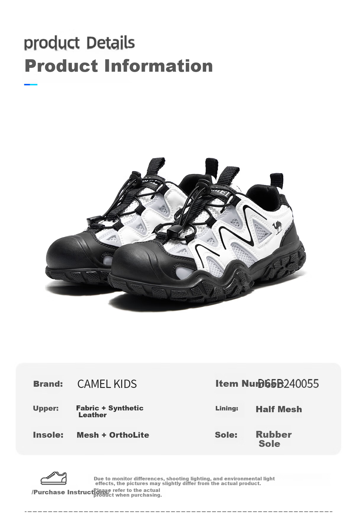 Camel Kids Hiking Shoes Spring Summer Creek Shoes Cute Outdoor Non-slip Toe Protection Sandals for Older Children Parent-Child Style 15