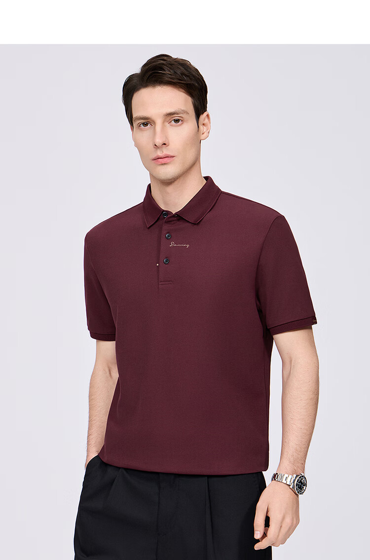 Dance with Wolves [Ice Cool] Exquisite Embroidery 7A Antibacterial 2A Mite-Resistant Ice Feeling Men's Short Sleeve Polo Shirt 001 Black 3XL 19