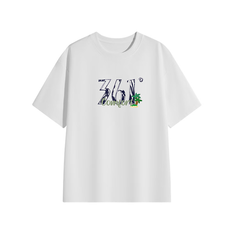 361° Couple's Short Sleeve T-Shirt Spring Summer New Pure Cotton Outdoor Sports Top 632520183F Off-White 2XL