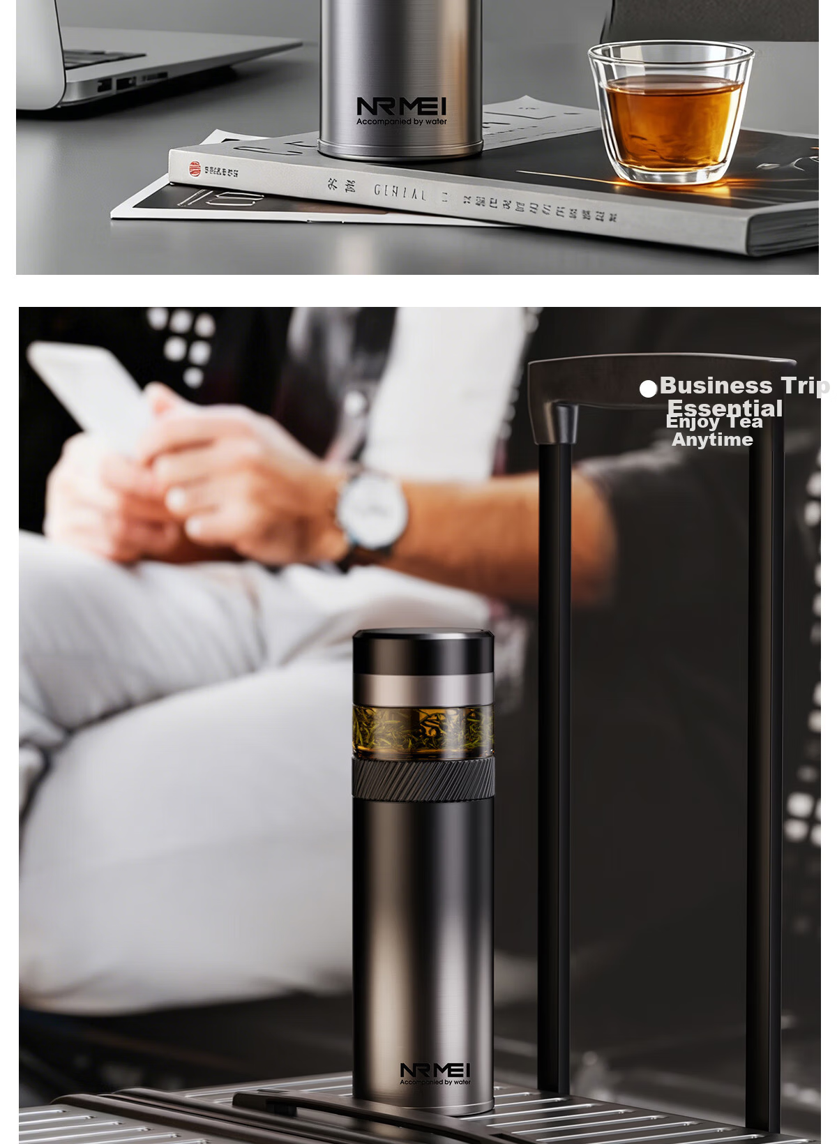 NRMEi Insulated Tea Separation Smart Water Bottle 316 Stainless Steel Men's Business Office Car Travel Gift Cup 23