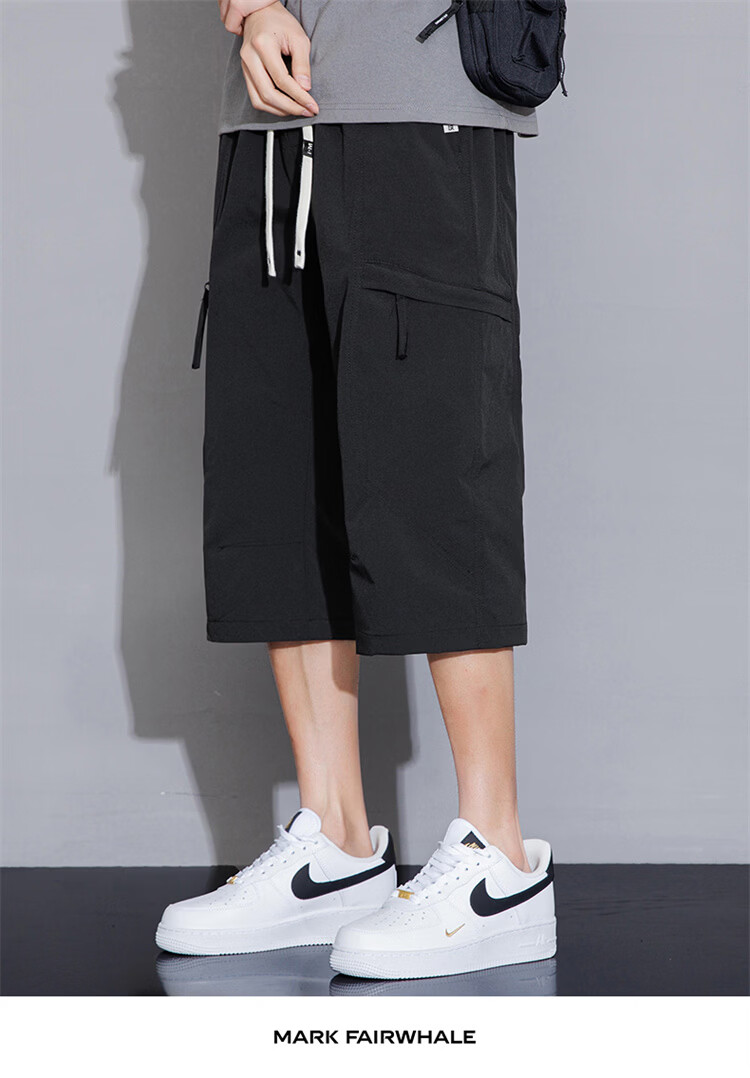 MARK FAIRWHALE Men's Summer Trendy Multi-Pocket Cargo Shorts Quick-Dry Breathable Sports Casual Pants 10