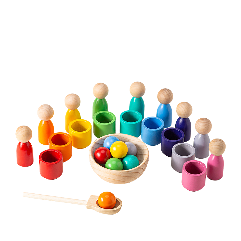 Bobichaoren Montessori Early Education Toy, Color Recognition Teaching Aid, Sorting Cup for 1-2 Year Olds, Fine Motor Skills Training for Childre
