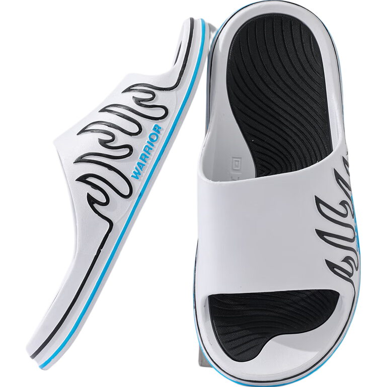 Huili Sports Slippers for Men, Indoor And Outdoor Wear, Non-Slip, Lightweight Sandals, HL39561, White And Black, Size 44-45