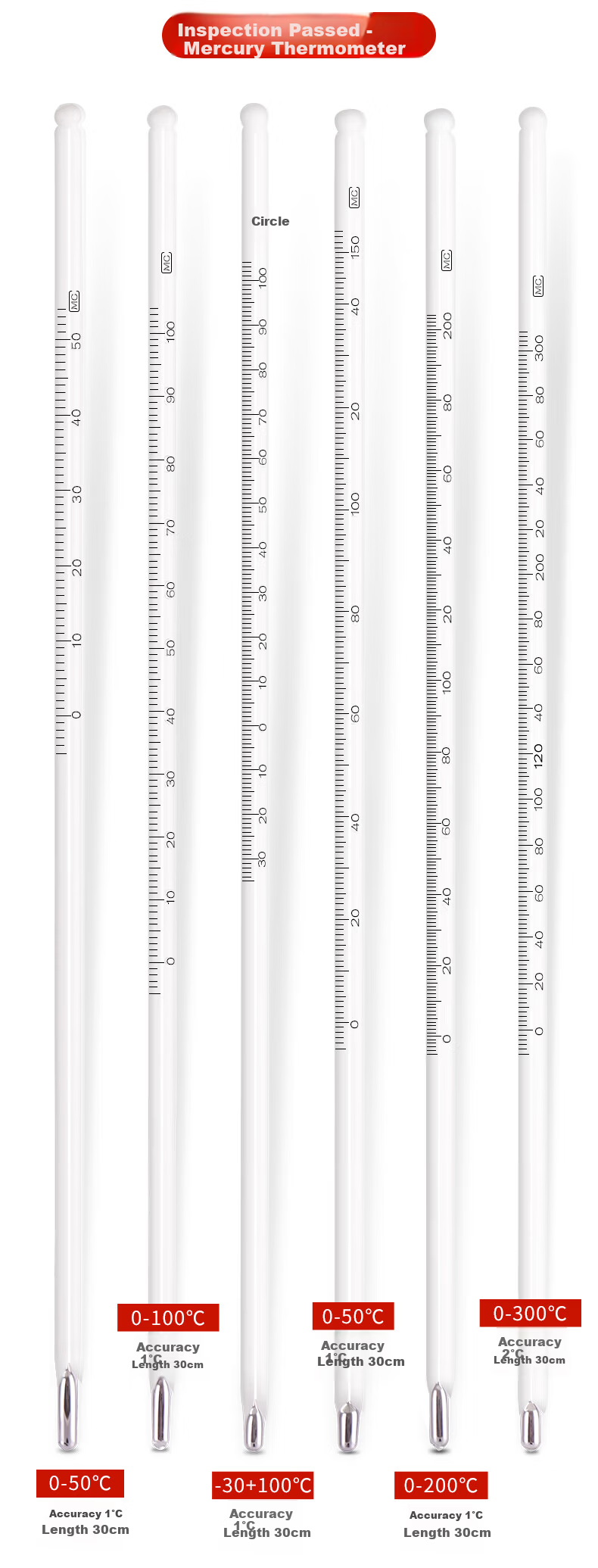 CONJANT Glass Thermometer 0-150℃ Alcohol Glass Rod Temperature Meter for Water, Air, and Liquid Measurement 7