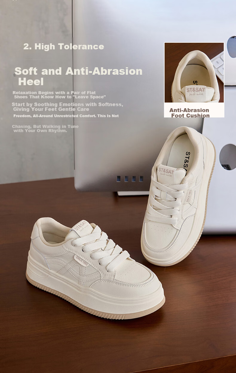 Saturday Thick-Soled White Sneakers for Women 2026 New Spring Small Height Increase Versatile Soft Sole Lightweight Comfortable Casual Skate Shoes 6