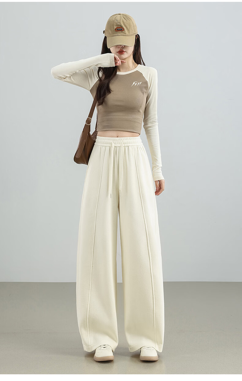 Langsha Glutinous Rice Curved Leg Pants Women Spring 2026 Wide Leg Straight Loose Comfortable Slim Casual Sweatpants 19