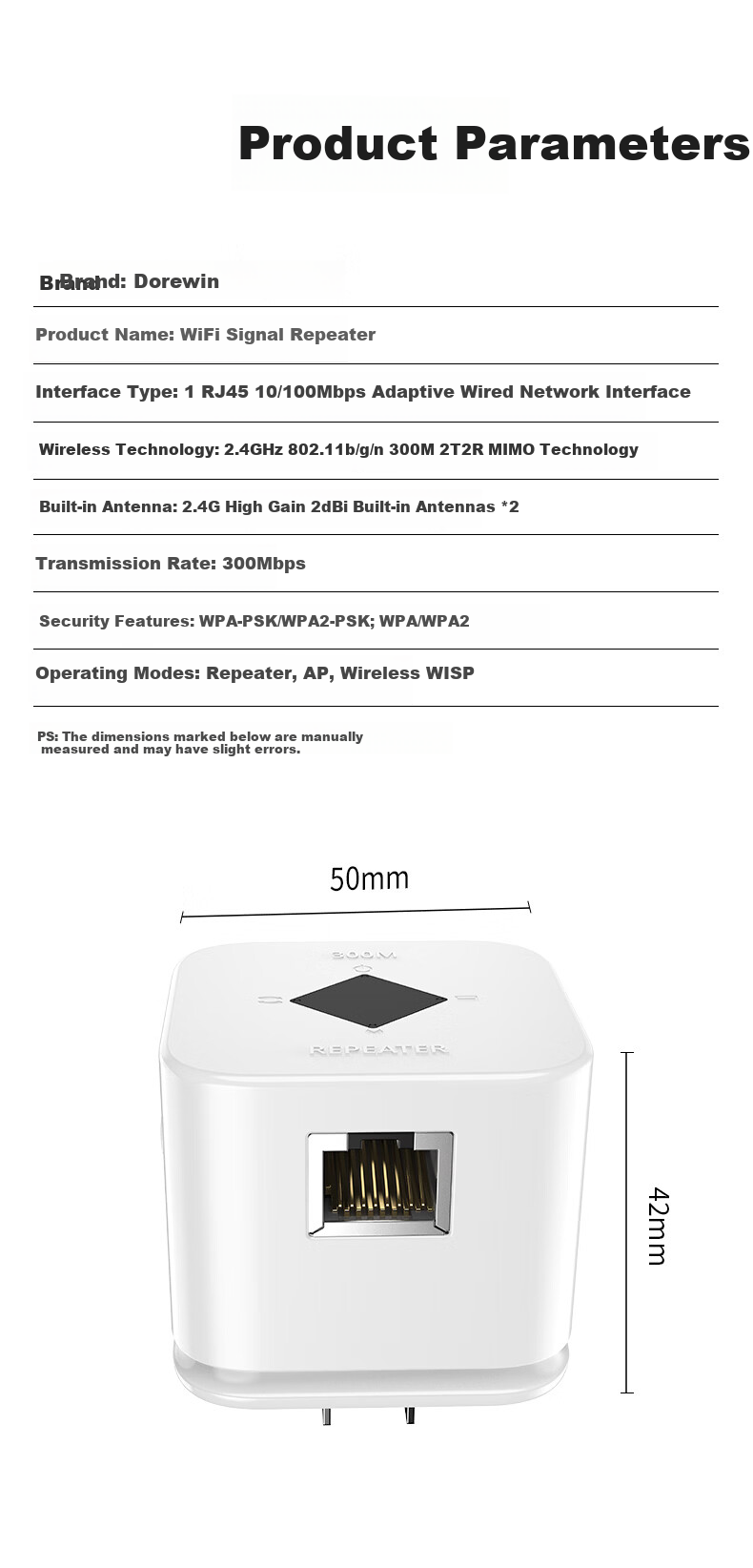 DOREWIN 300M WiFi Signal Amplifier Wireless to Wired Network Adapter Mobile Signal Booster Extender Repeater AP 3-in-1 16
