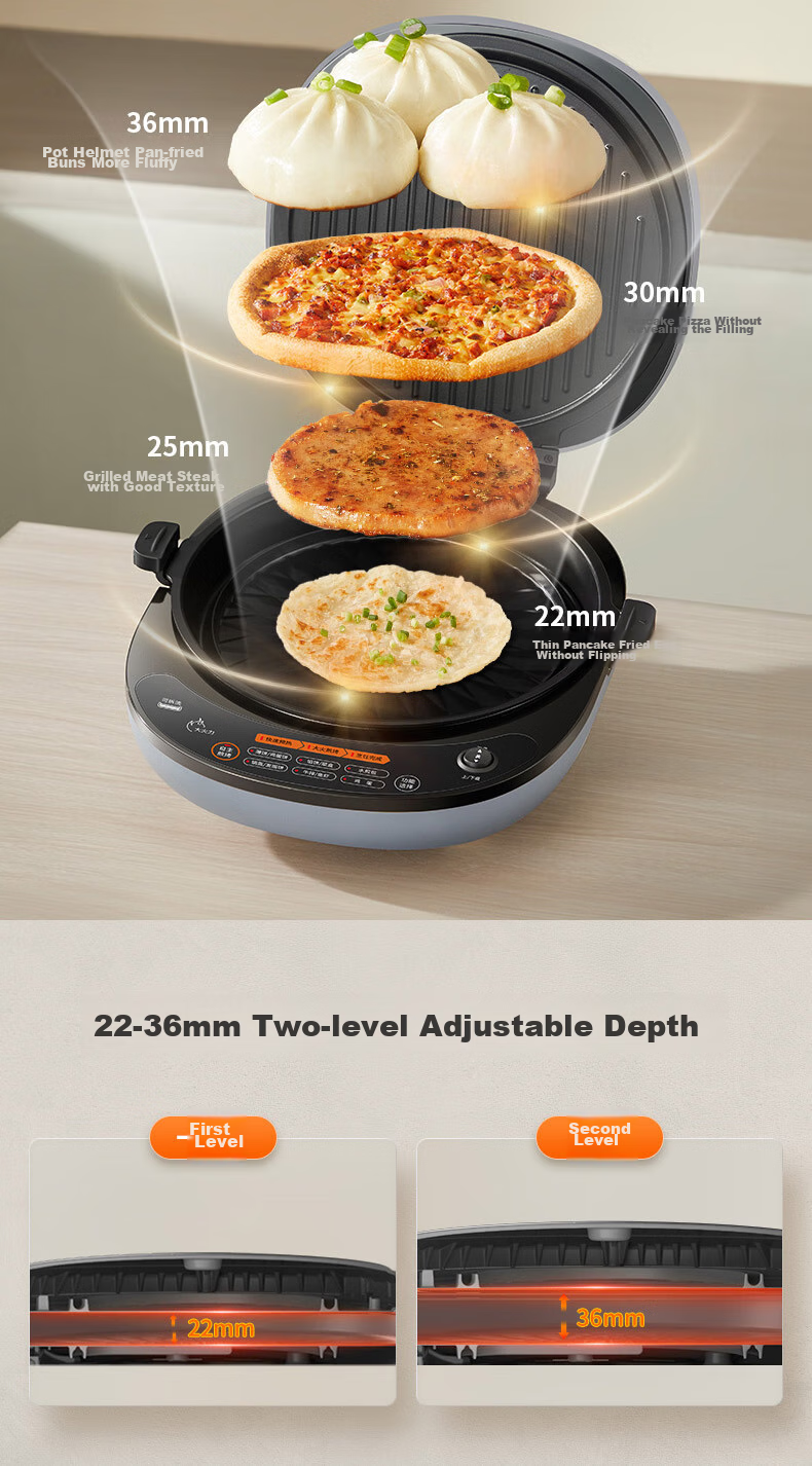 Joyoung Electric Griddle Sandwich Maker Breakfast Machine with 36mm Deep Baking Plate, Fluorine-Free Titanium Ceramic, Ultra-Wear Resistant, Low-Oil Home Grill And Pan Frying Machine, High-Power Pancake Maker GK550Pro 11