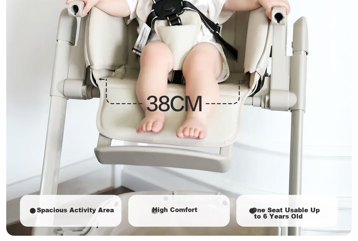 BEIE Baby High Chair Toddler Dining Chair Children's Growth Chair Infant Rocking Chair Royal Classic Without Basket 9