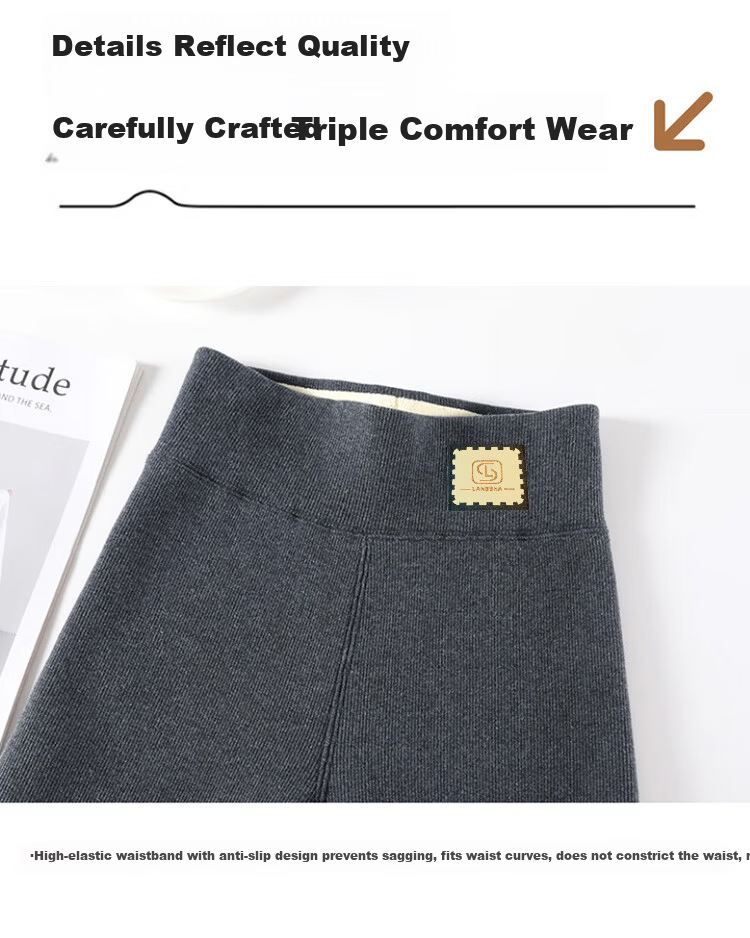LangSha Women's Autumn Winter Fleece-Lined Thickened 300g Baby Velvet Warm Slim Fit Leggings 14
