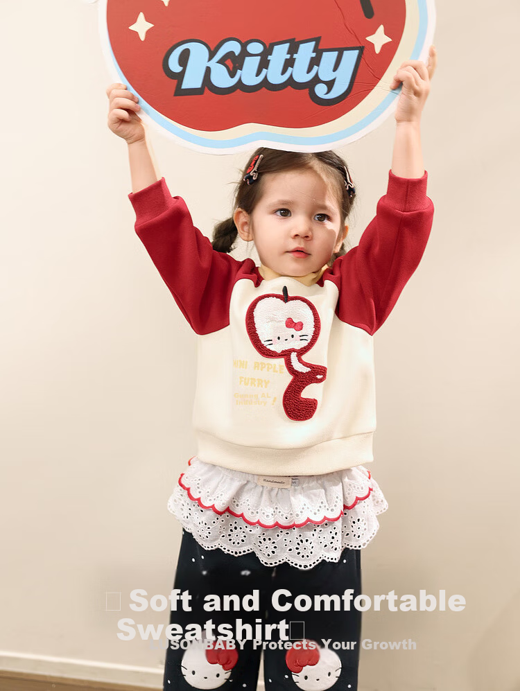 LUSON Little O Dad Baby Girl Toddler Raglan Sleeve Autumn Cartoon Cute Casual Sweatshirt New Year Outfit 1