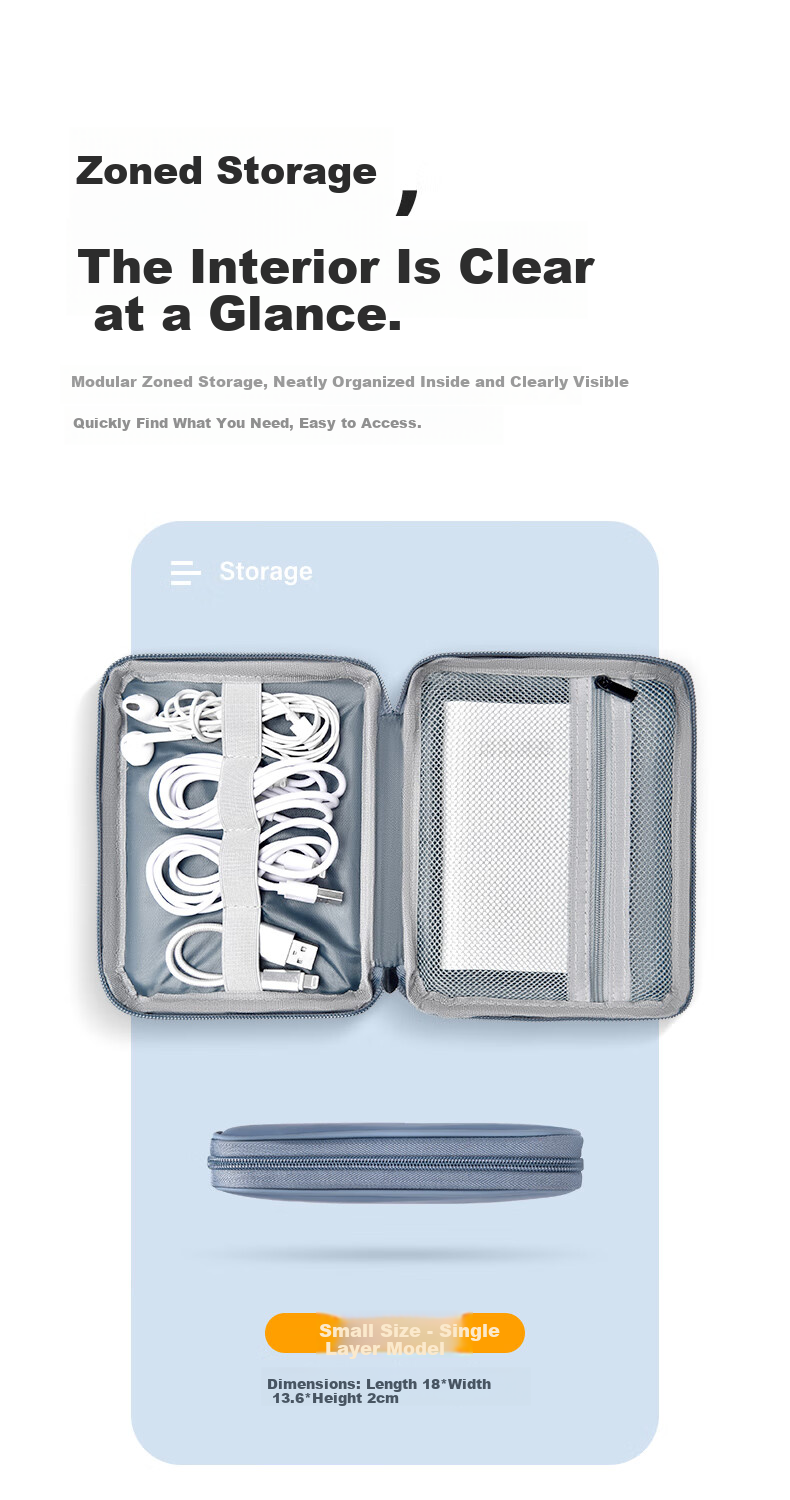DIY Workshop Multifunctional Digital Accessories Storage Bag for Data Cables, Earphones, USB Drives, U-Shields, Compatible with iPad Air 5, Pro 11-inch Laptop Adapter Protective Case 4