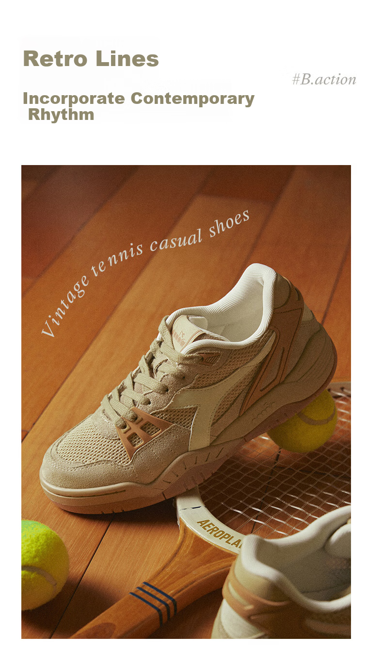 Diadora Men's Fashion Retro Sports Casual Tennis Shoes B.action Warm Sand Yellow/Suede Yellow/Sedge White 42.5 7