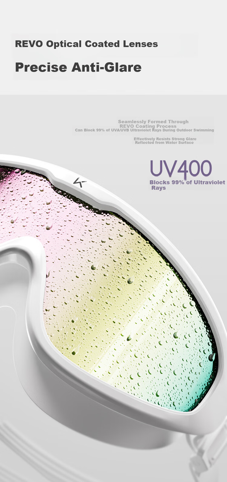 Keep Large Frame Waterproof Anti-Fog Swimming Goggles Unisex Comfortable Adult 473 Moonlight White 11