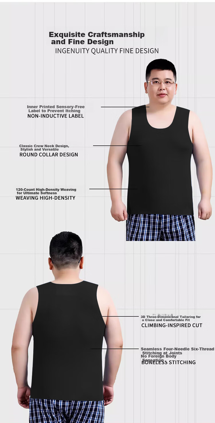 LangSha Ice Silk Men's Vest Summer Plus Size Seamless Thin Casual Sports Base Layer Tank Top 2-Pack 8