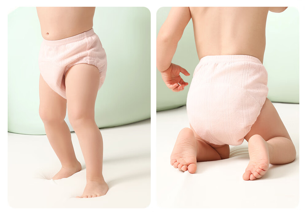 Betis Baby Diaper Gauze Potty Training Pants Washable Urine-Resistant Baby Diaper Pants Size 110, 2-Pack, Pink and Purple 11