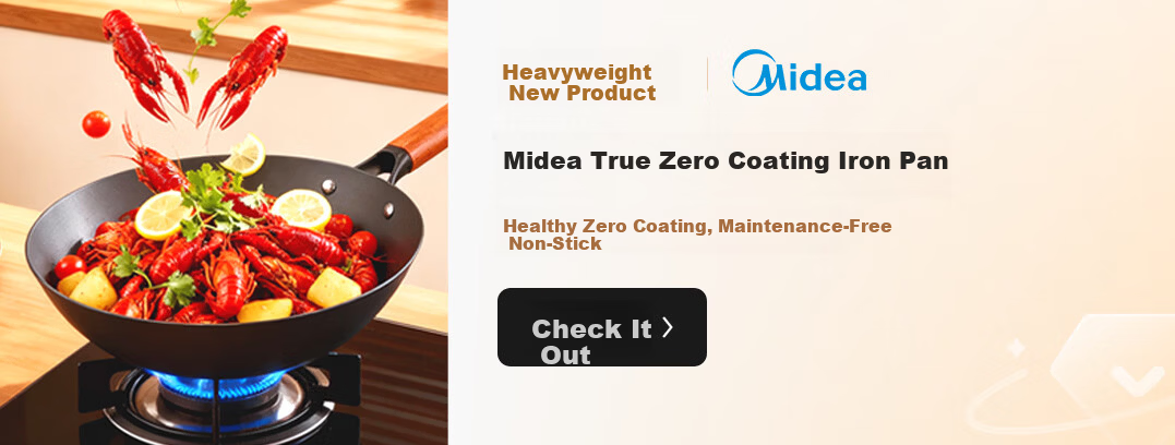 Midea 32cm Round Bottom Iron Wok, 0 Coating, Rust-Resistant, Compatible with Gas and Induction Stoves 1