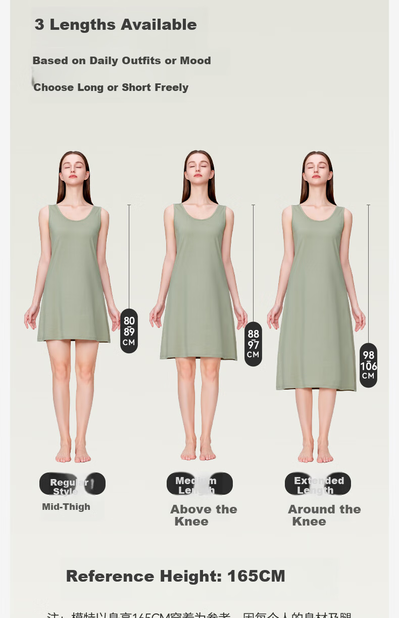 Jianyun Modal Women's Sleeveless Mid-Length Camisole Dress Thin Layering Slip Dress Summer Nightgown 3