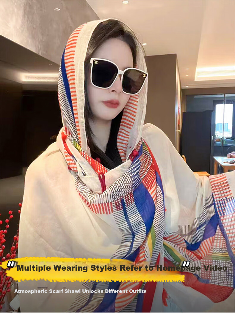Jian Cai Premium Printed Silk Scarf for Women 2026 New Shawl Travel Sun Protection Gauze Scarf Ethnic Style Frog Button Wrap Beach Outerwear 1