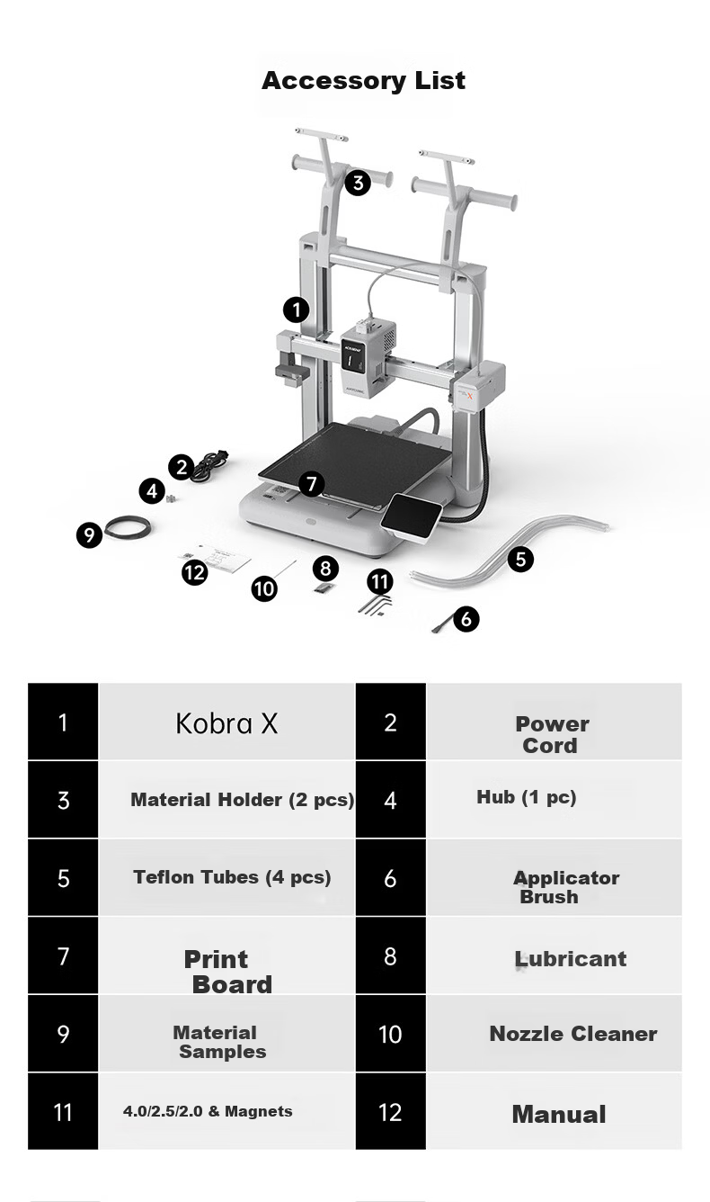 ANYCUBIC KX Multicolor 3D Printer Kobra X Four-Color FDM High-Speed Desktop 3D Printer for Home and Kids DIY Models 33