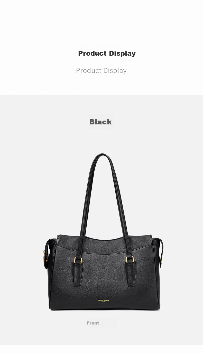 Pierre Cardin Women's Vegetable Tanned Cowhide Leather Briefcase Large Capacity Genuine Leather Shoulder Bag 2026 Women's Day Gift 12