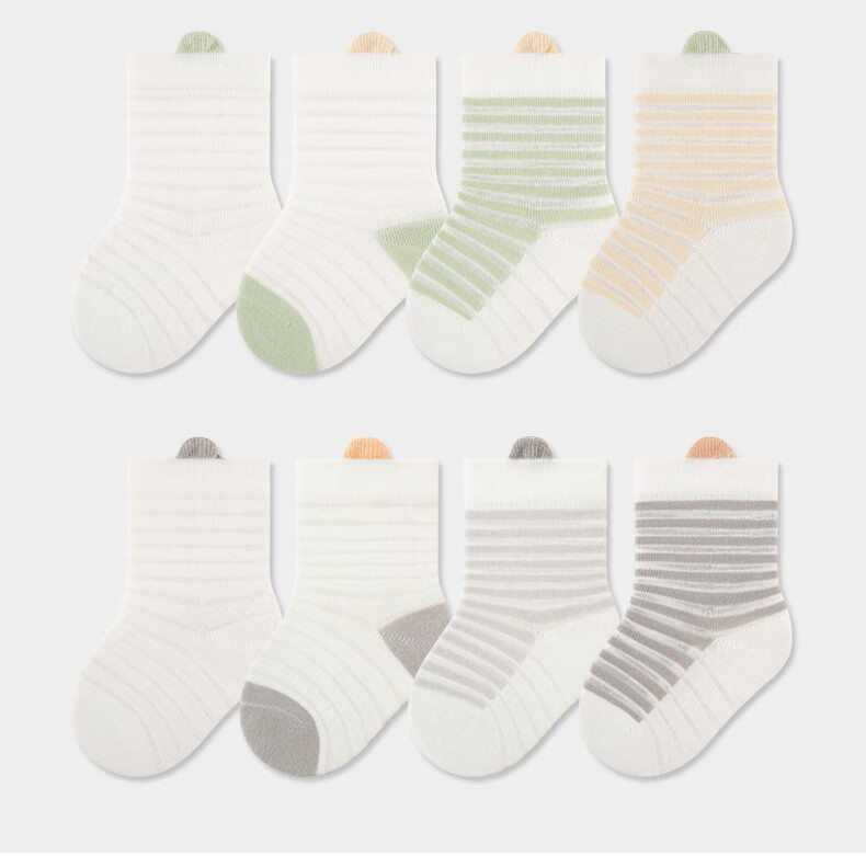 Five Cotton Blossoms 4-Pair Baby Socks Comfortable Breathable Mid-Calf Seamless Non-Binding Soft Baby Socks 2