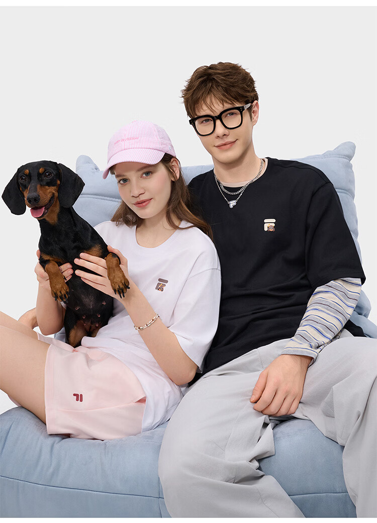 FILA FUSION Trendy Couple Short Sleeve T-Shirt 26 Summer Cute Pet Cool Loose Half Sleeve Top 8