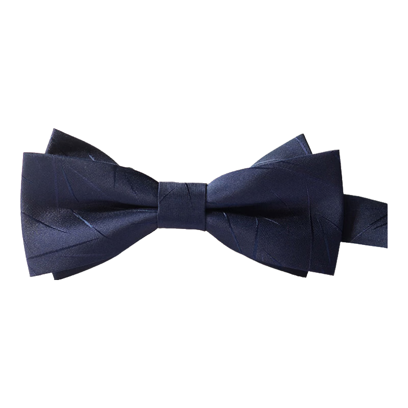 GLO-STORY Men's Bow Tie, Wedding Groom Groomsman Banquet Party Business Gentleman Double-Layer Bow Tie, Navy Blue Irregular - Double Bow