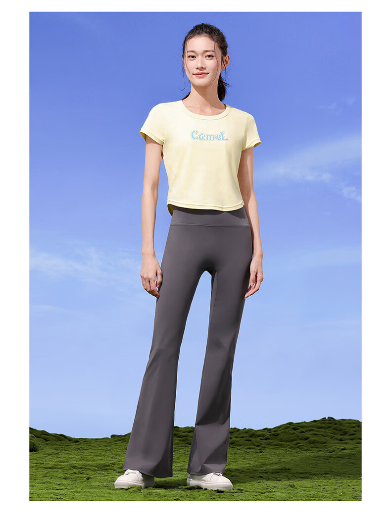 CAMEL Cotton-Feel Sports T-Shirt for Women Quick-Dry Breathable Casual Short Sleeve Top Y26BAVLZ020 Truffle Gray XL 16