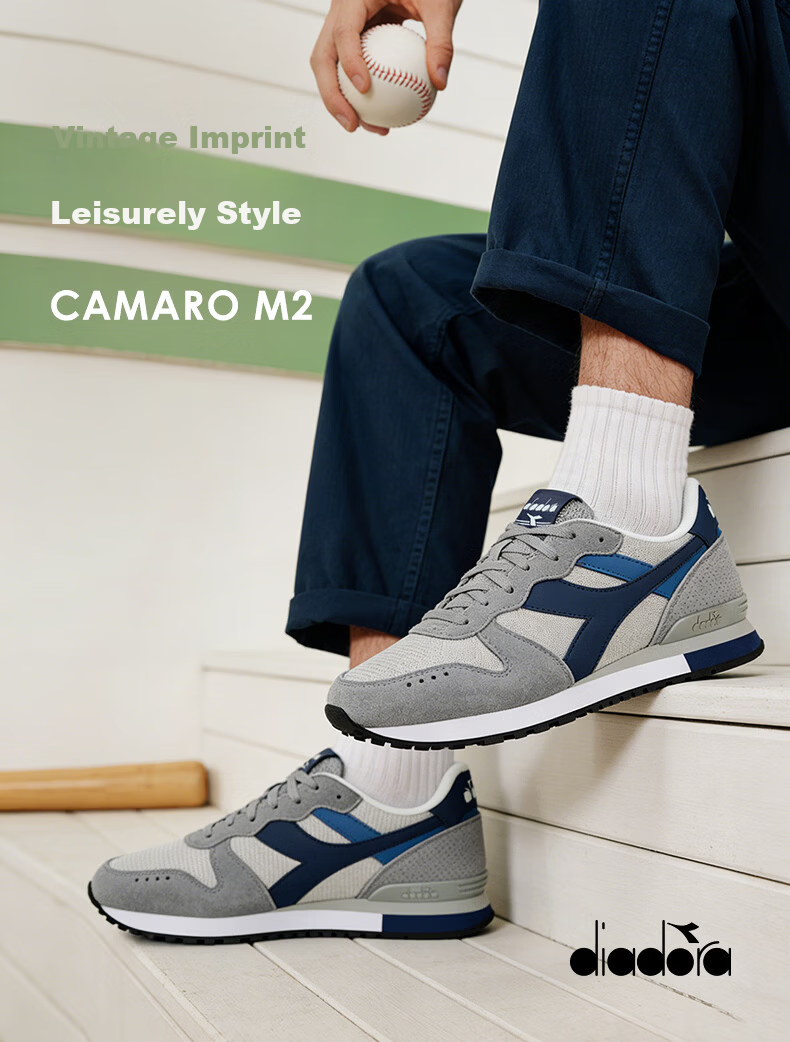 Diadora Camaro M2 Unisex Retro Sports Casual Shoes Gray/Slate Blue Size 42.5 1