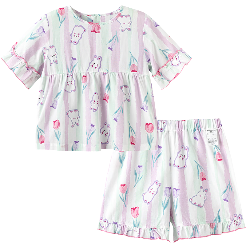 Balabala Baby Summer Pajama Set Air-Conditioned Clothing Anti-Cold Children's Homewear Lightweight Cool Comfortable