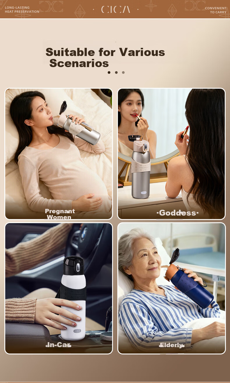 Cica Straw Insulated Water Bottle for Women High-Value Maternity Drinking Cup Adult 316 Stainless Steel 2025 17
