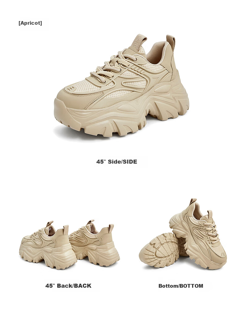 TATA Mesh Breathable Thick Sole Dad Sneakers Women Fleece Lined Sports Shoes White (Single) AM5 36 6