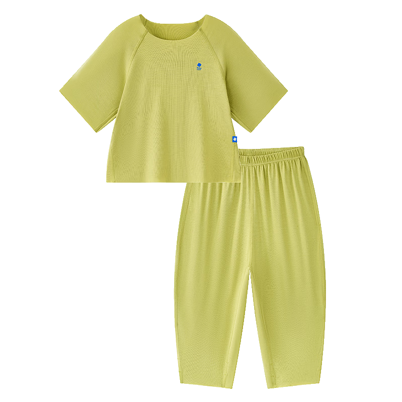 Babycare Children's Natural Cool Spring and Summer Home Mid-Sleeve Adjustable Baby Loungewear Set - Puglia Olive 100