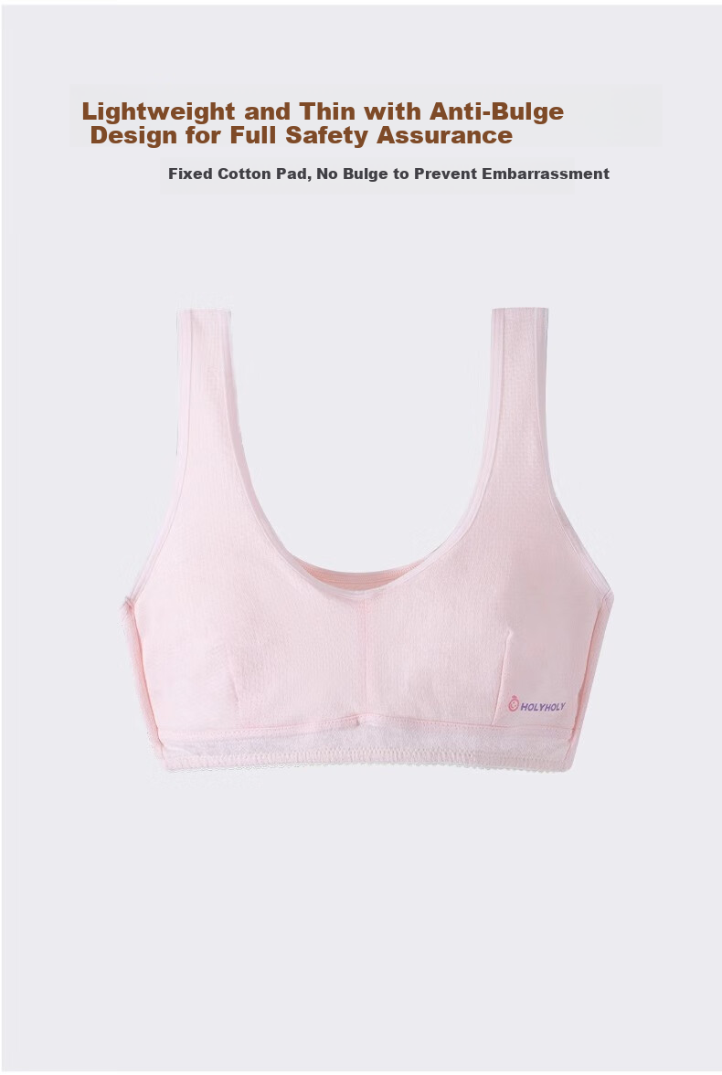 Energetic Girls' Cotton Underwear Vest for Middle and High School Students, Developmental Period Children's Tank Top, Youth Anti-Exposure Bra 6